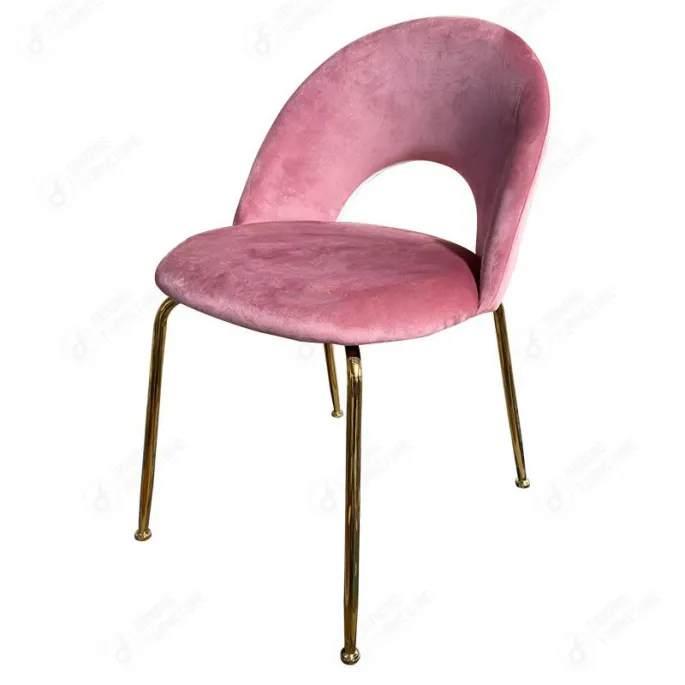 Velvet Sofa Chair Upholstered Backrest Metal Leg DC-R01D