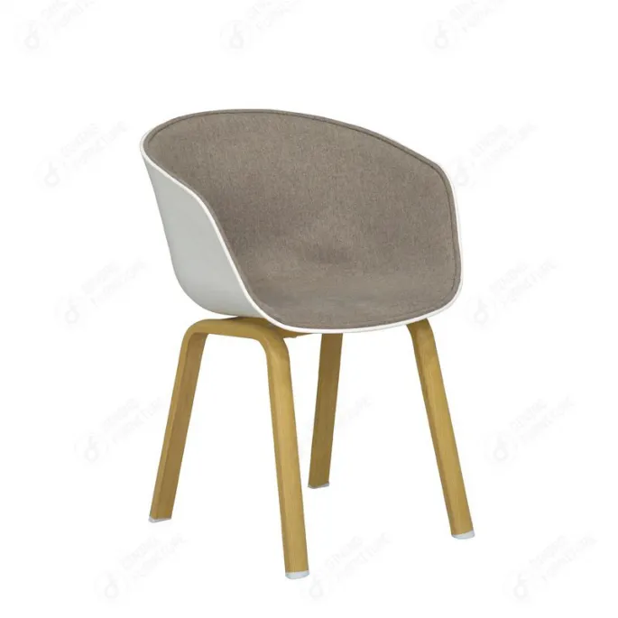 Fabric Office Chair Wooden Legs High Back Armrest DC-F07A