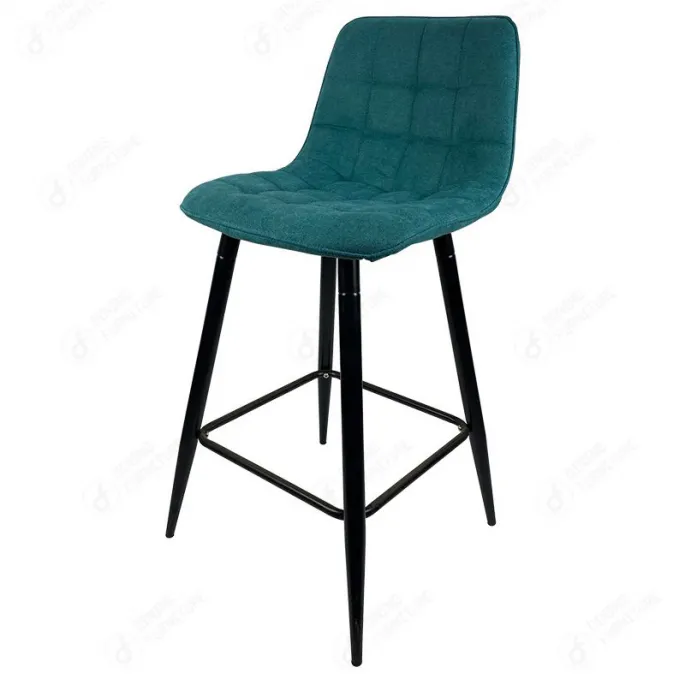Upholstered Bar Chair High Leg Check Soft Fabric DB-R08