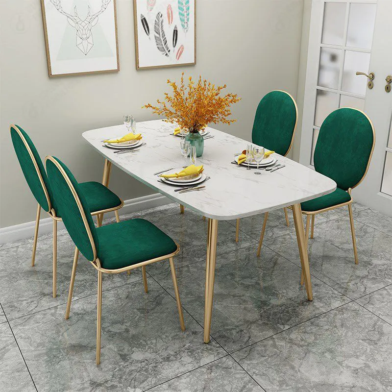 Living Room Dining Table And Chair Set Marble Velvet DT-S07