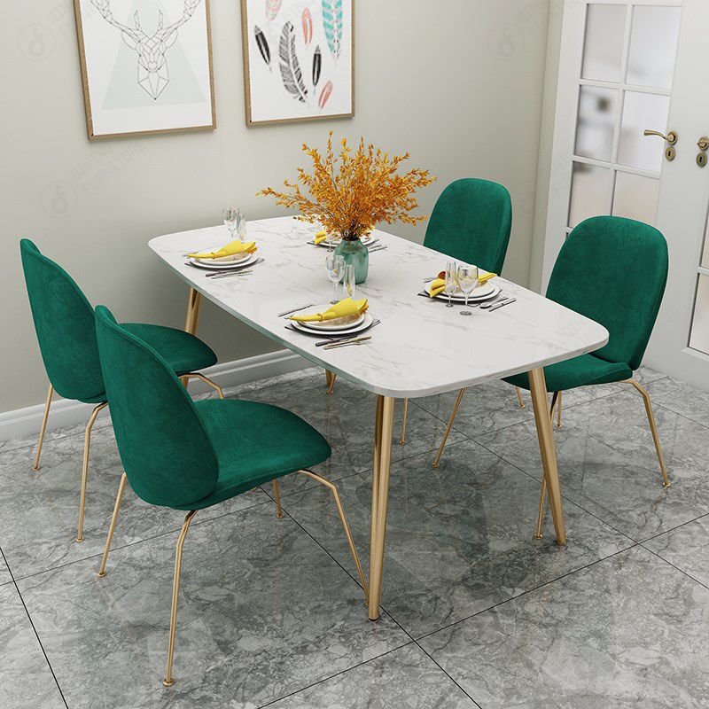 Living Room Dining Table And Chair Set Marble Velvet DT-S07