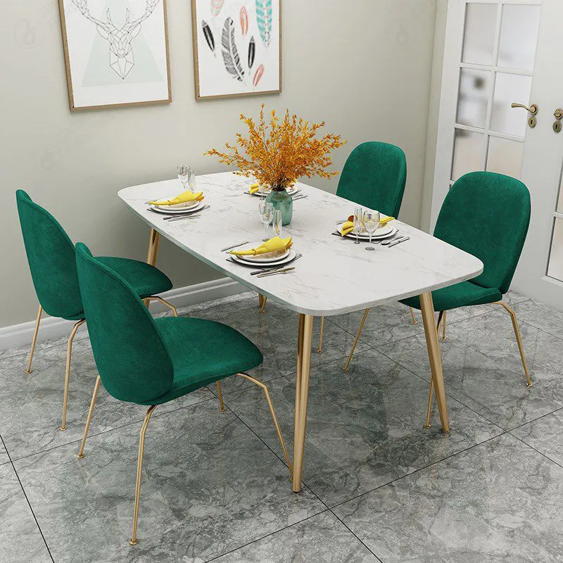Living Room Dining Table And Chair Set Marble Velvet DT-S07