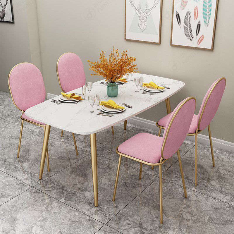 Living Room Dining Table And Chair Set Marble Velvet DT-S07