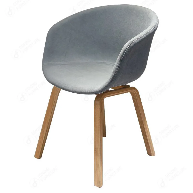 Fabric Chair Wooden Legs High Back Armrest DC-F07A