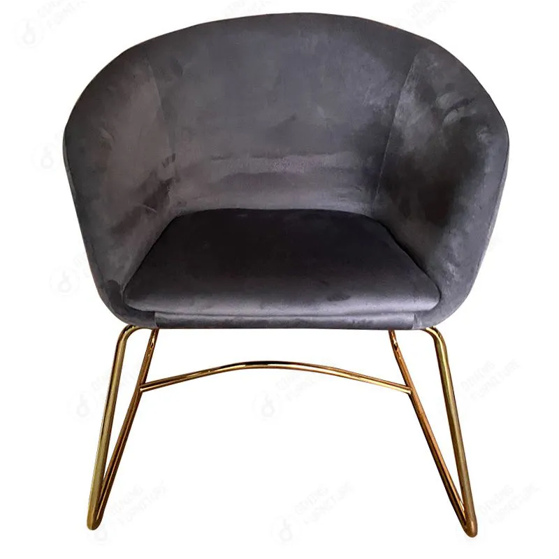 Velvet Lazy Sofa Chair Living Room Metal Legs DS-06