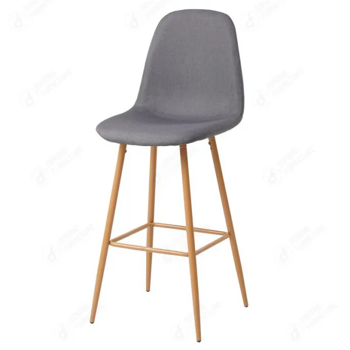 Fabric High Bar Chair Solid Color Wooden Legs DB-F05