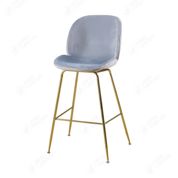 Velvet Bar Chair Hotel High Metal Legs DB-R30