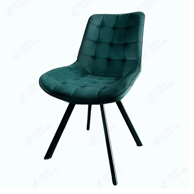Velvet Dining Chair Striped Cushion Iron Legs DC-R08B