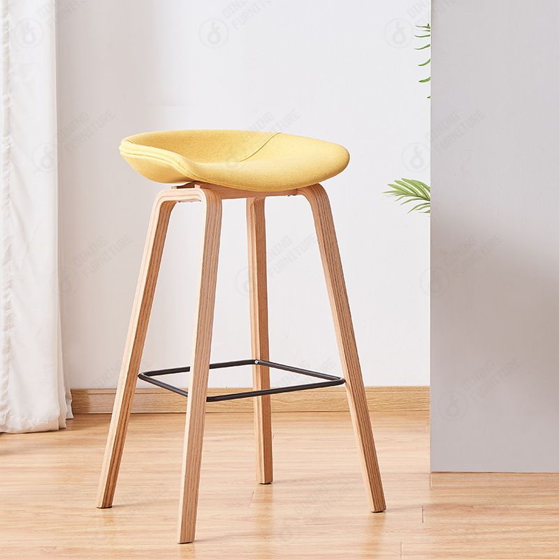 Fabric Cushion Bar Chair with High Wooden Legs DB-F08