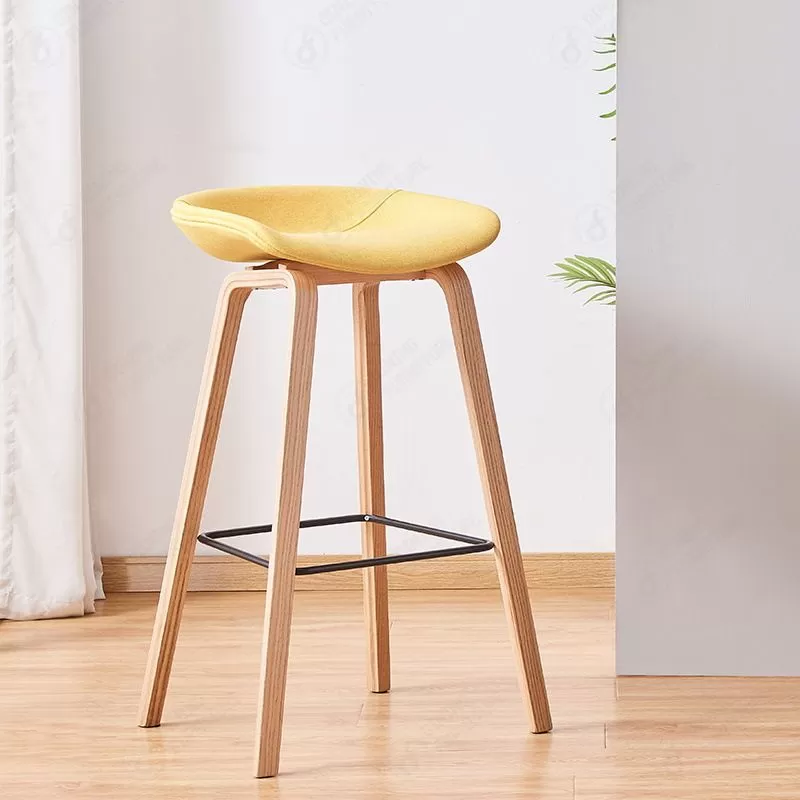 Fabric Cushion Bar Chair with High Wooden Legs DB-F08