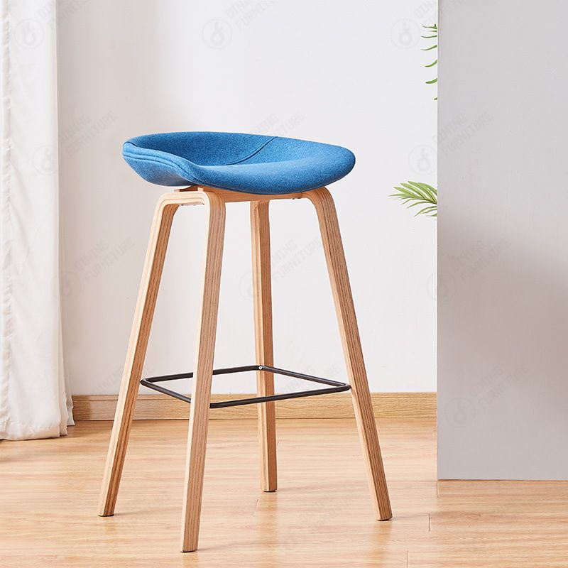 Fabric Cushion Bar Chair with High Wooden Legs DB-F08