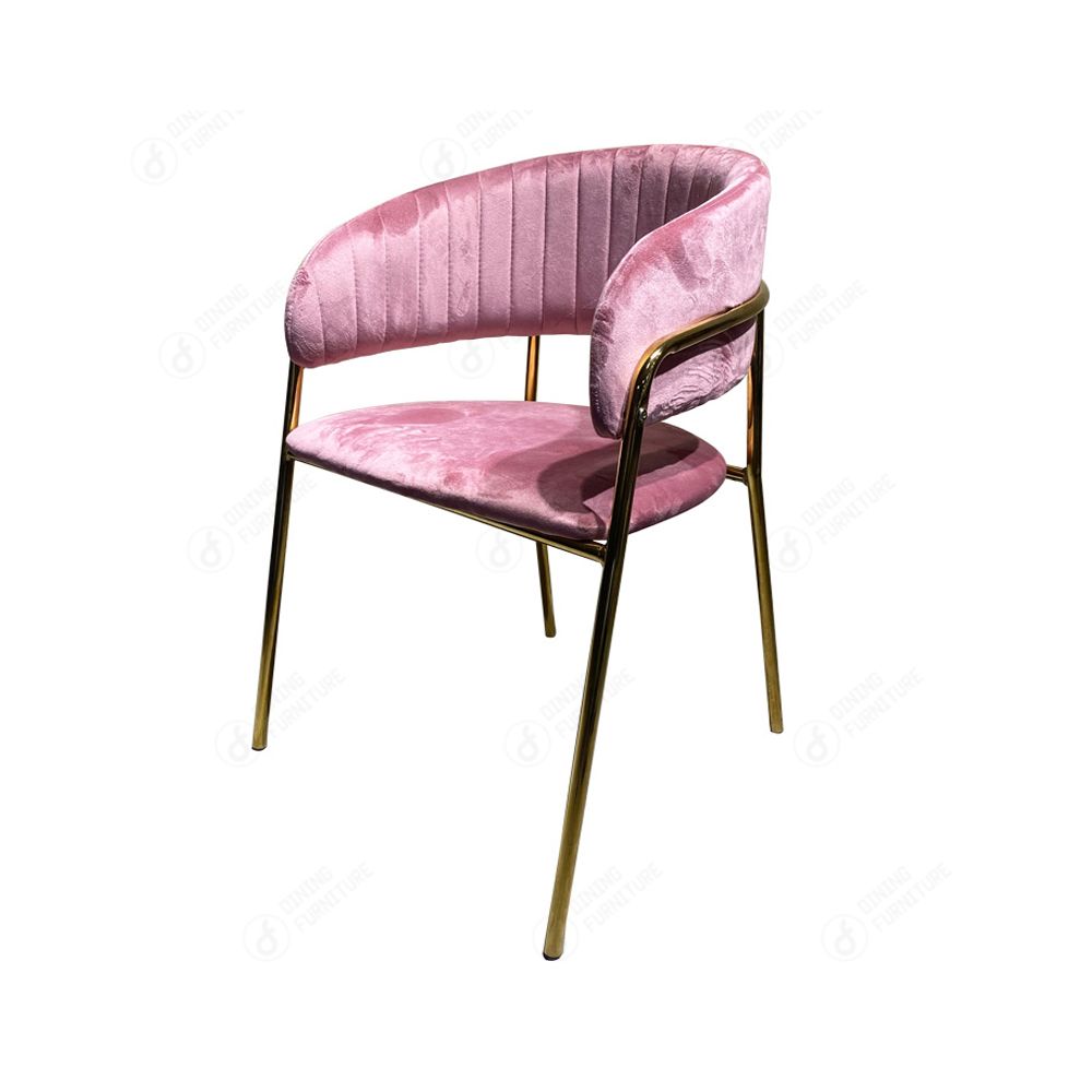 Velvet Armchair with Openwork Backrest High Golden Legs DC-R21