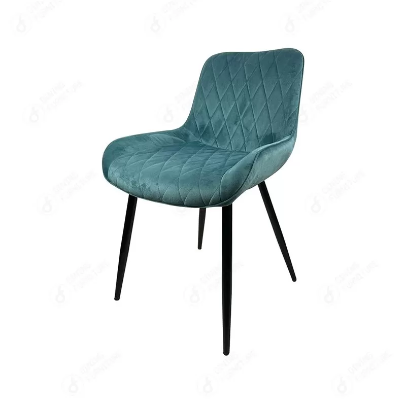 Velvet Dining Chair Wooden Legs Fabric Upholstered DC-R32