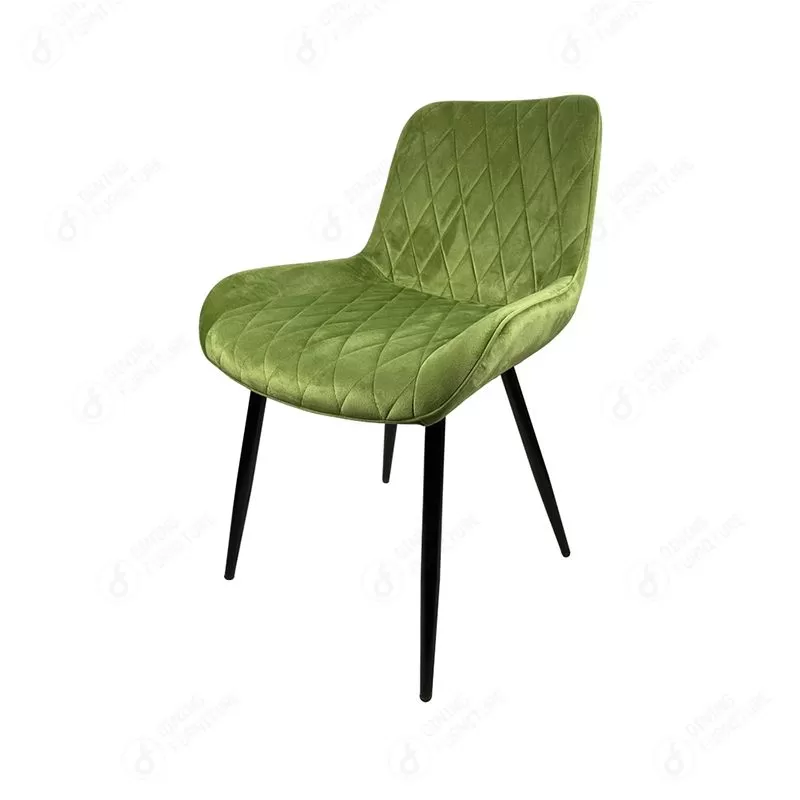 Velvet Dining Chair Wooden Legs Fabric Upholstered DC-R32