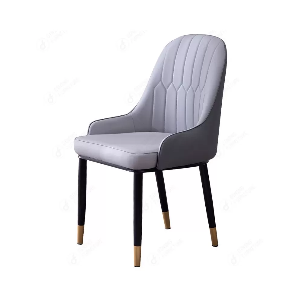 High Back Leather Dining Chair with Gold Plated Legs DC-U52