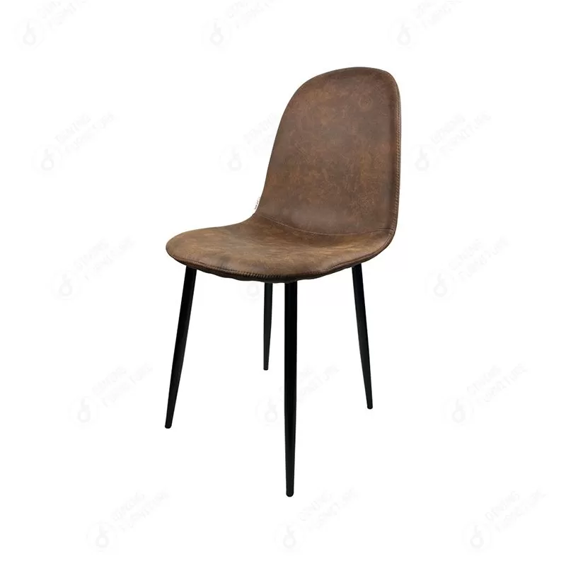 Leather Dining Chair Glossy Black Painted Legs DC-U05A