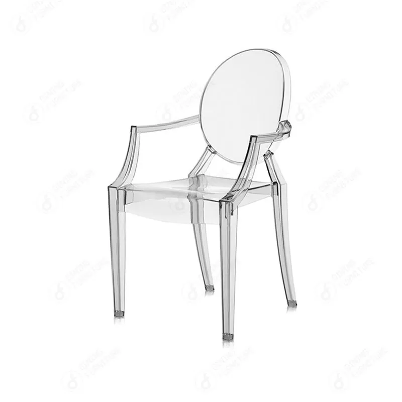 Transparent Plastic Chair Round Backrest with Armrests DC-N41P