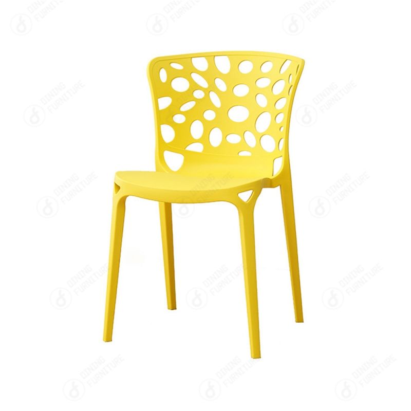 Stackable Hollow Back Monochrome Plastic Chair DC-N34