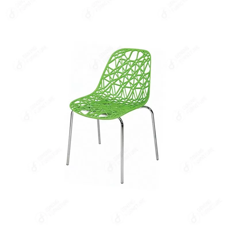 PP Dining Chair Pattern Seat Metal Legs DC-P82