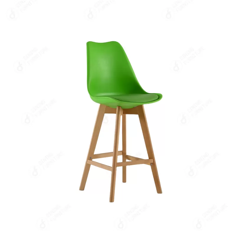 Wooden Leg Bar Chair with Plastic Seat DB-P03