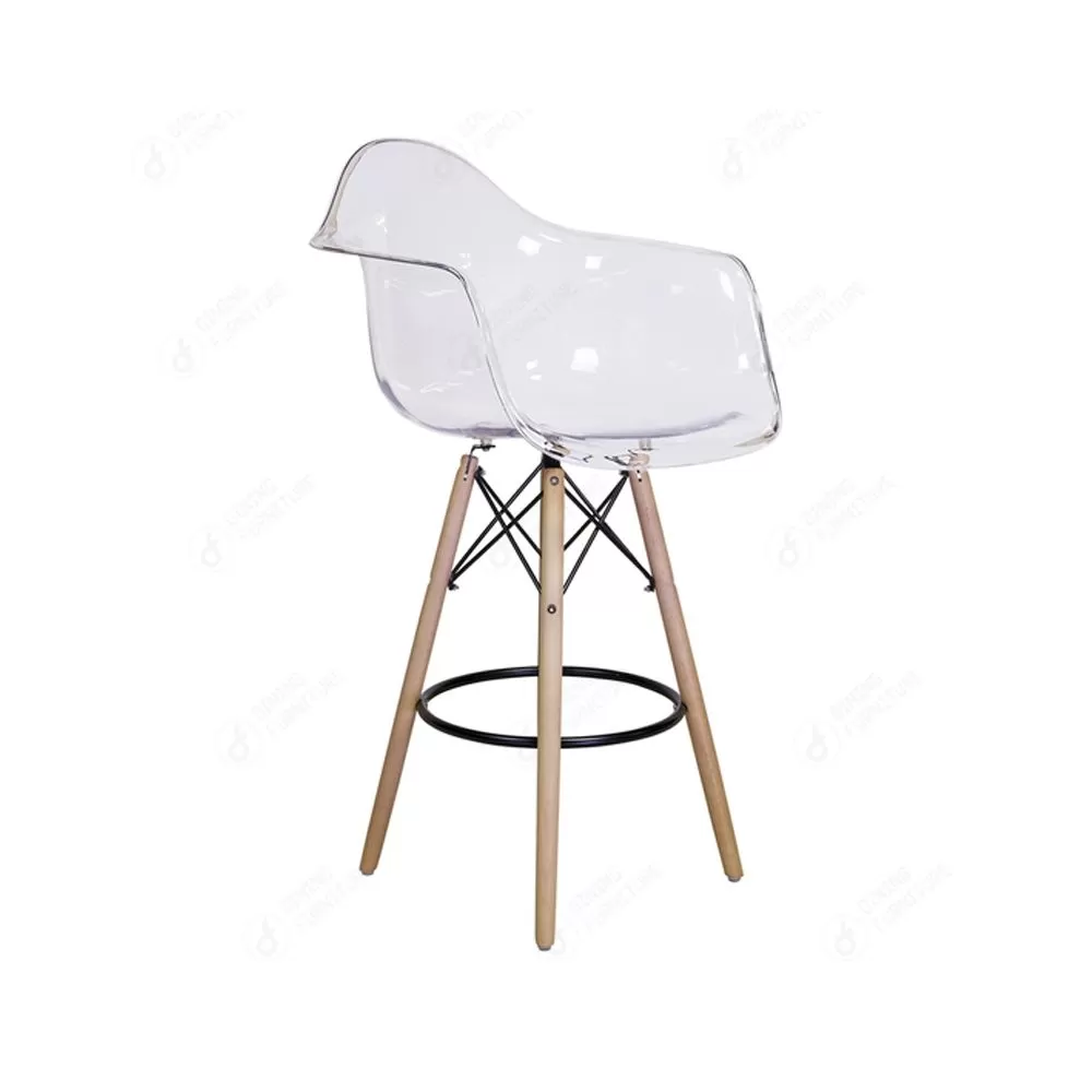 Transparent Plastic and Wood Counter Chair Side Stool DB-P02P
