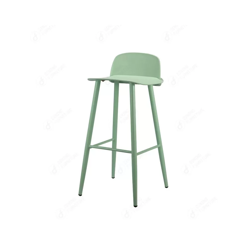 High Chair Cafe PP Seat Metal Leg Backrest Bar Chair DB-P80