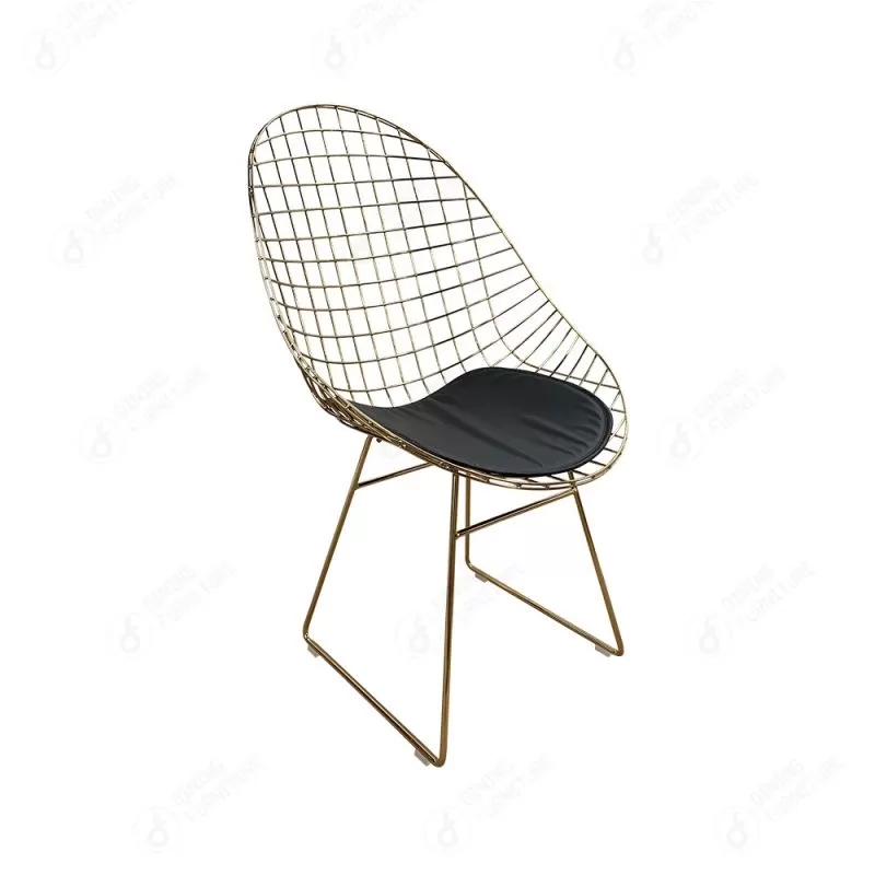 Oval Backrest Metal Wire Black Dining Chair DC-W08