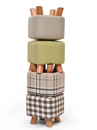 Stool with wooden legs and fabric cushion – ideal for children and families.