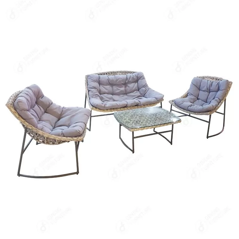 Rattan Chair with Metal Frame and Woven Upholstery DR-02T