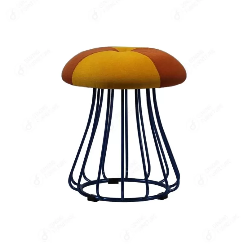 Hollow Iron Leg Velvet Footstool DF-07
