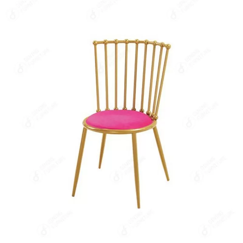 Metal Chair with Hollow Backrest and Velvet Cushion DC-H04