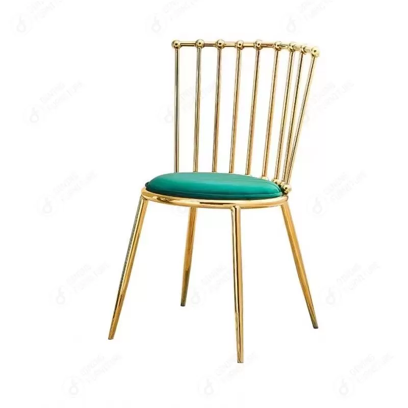 Metal Chair with Hollow Backrest and Velvet Cushion DC-H04