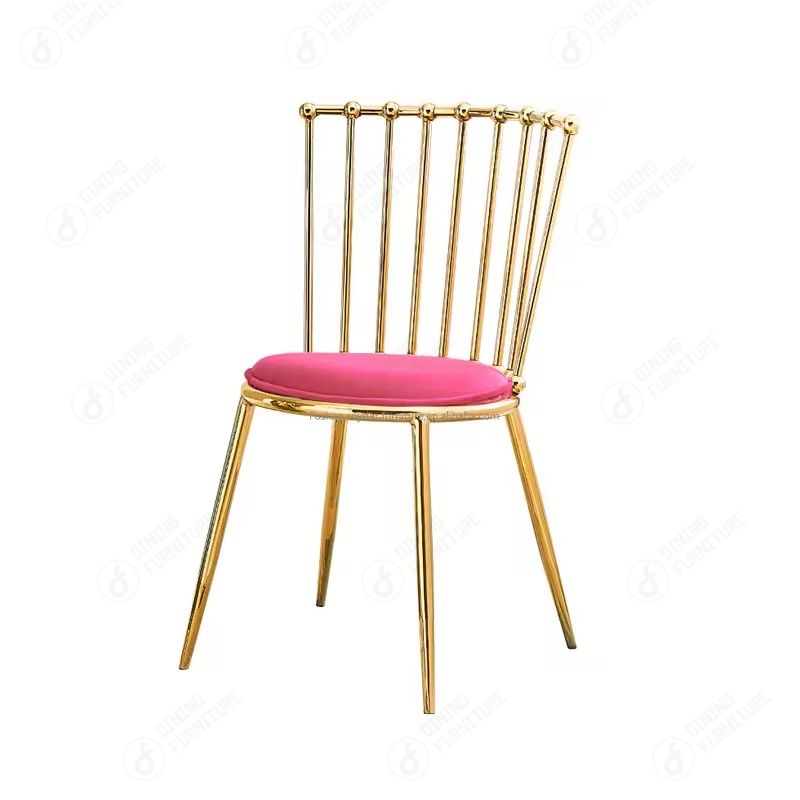 Metal Chair with Hollow Backrest and Velvet Cushion DC-H04