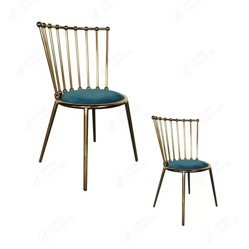 Metal Chair with Hollow Backrest and Velvet Cushion DC-H04