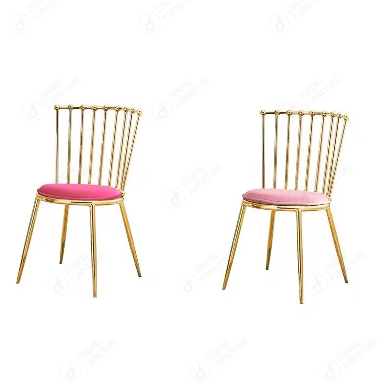 Metal Chair with Hollow Backrest and Velvet Cushion DC-H04