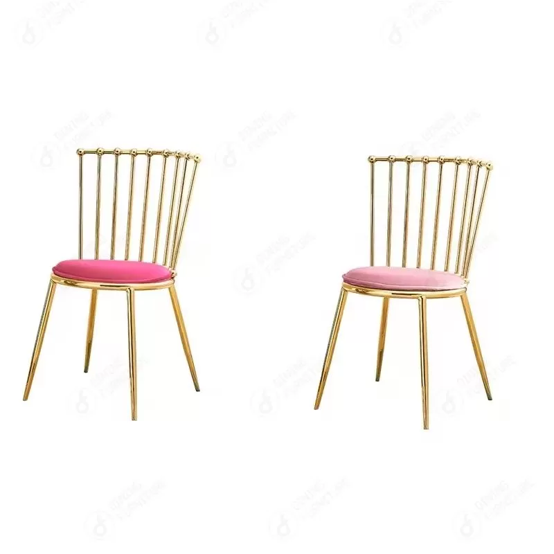 Metal Chair with Hollow Backrest and Velvet Cushion DC-H04