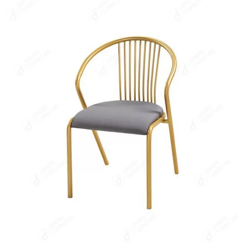 Metal Frame Hollow Back Velvet Cushion Armchair DC-H11