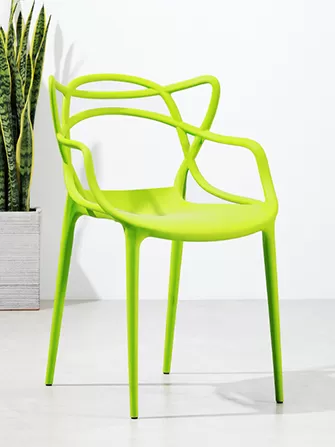 Light yet strong, the one-piece plastic chair.
