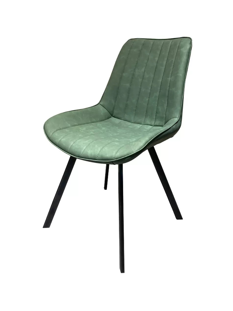 The perfect combination of leather dining chair and metal legs.