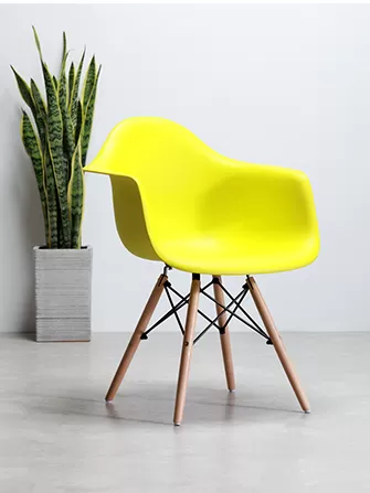 Plastic Seat Beech Legs Dining Chair.