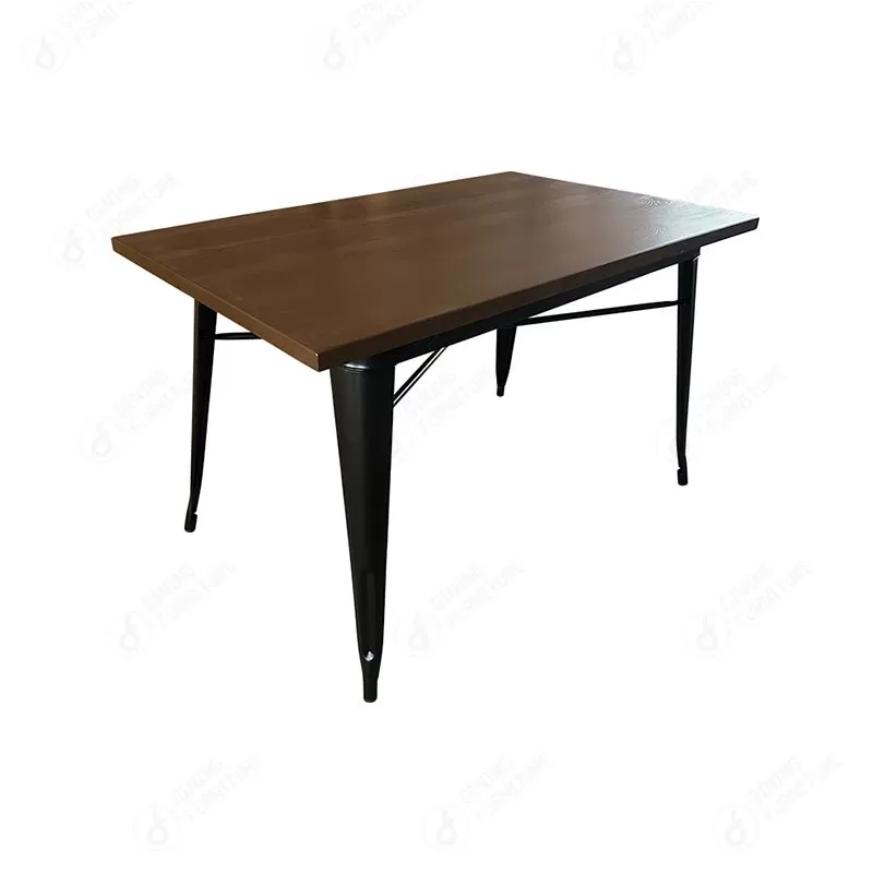 Metal Structure Rectangular Pine Desktop Dining Table DT-T07