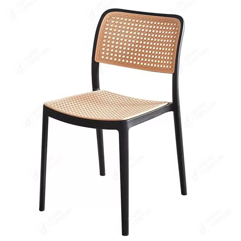 Imitation Rattan Woven Pattern Plastic Restaurant Chair DC-N92