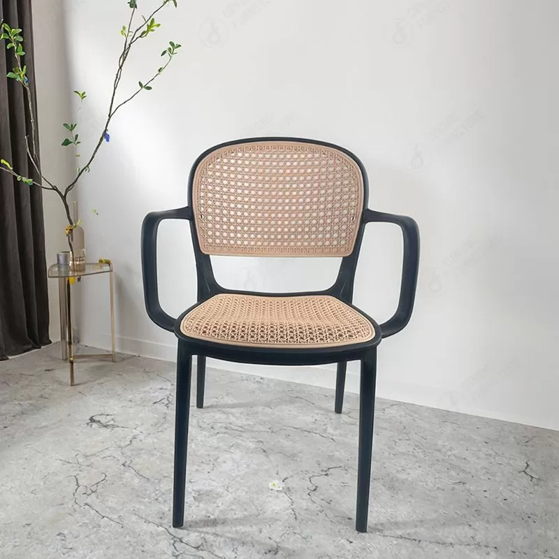 Breathable Plastic Rattan Chair with Armrests DC-N91A