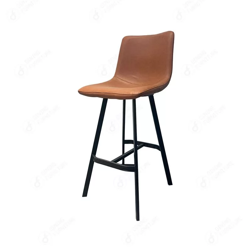 Metal High Legs PU Leather Bar Stool with Backrest DB-U10
